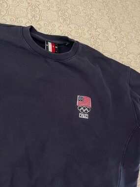 Kith Navy Crewneck Sweatshirt with USA Olympic Patch